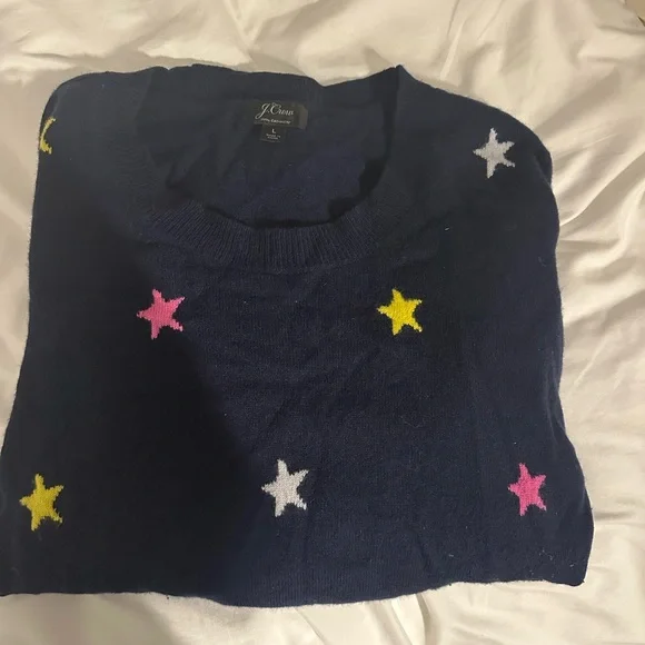 J. Crew Cashmere Women's Star Pattern Sweater - Navy, Pink, Yellow, White - Picture 3 of 3